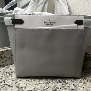 NWT Kate Spade large laptop bag. Gray & white with black & silver accents.